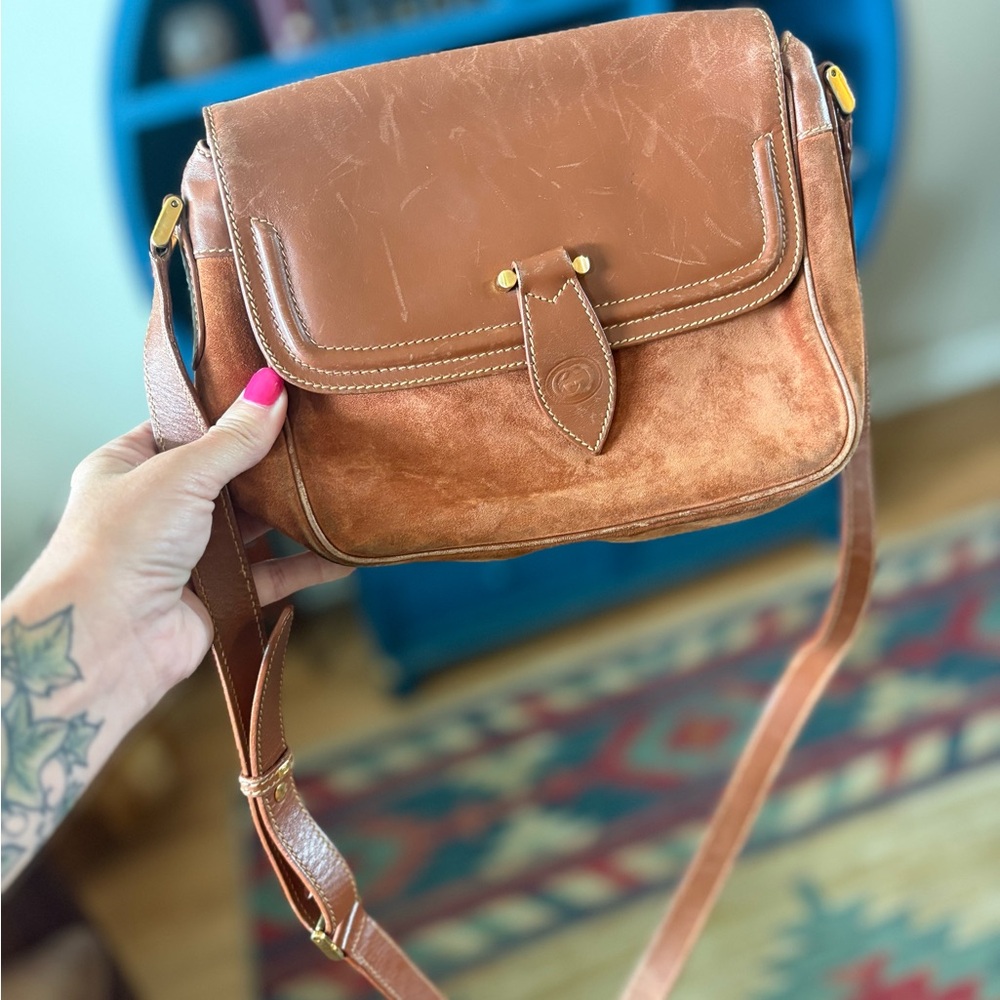 Authentic vintage Gucci Leather Crossbody Shoulder Bag - Brown